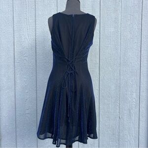 VTG 90s Be Smart Blue and Black Sparkle Corset Backed Mini Dress, 11/12